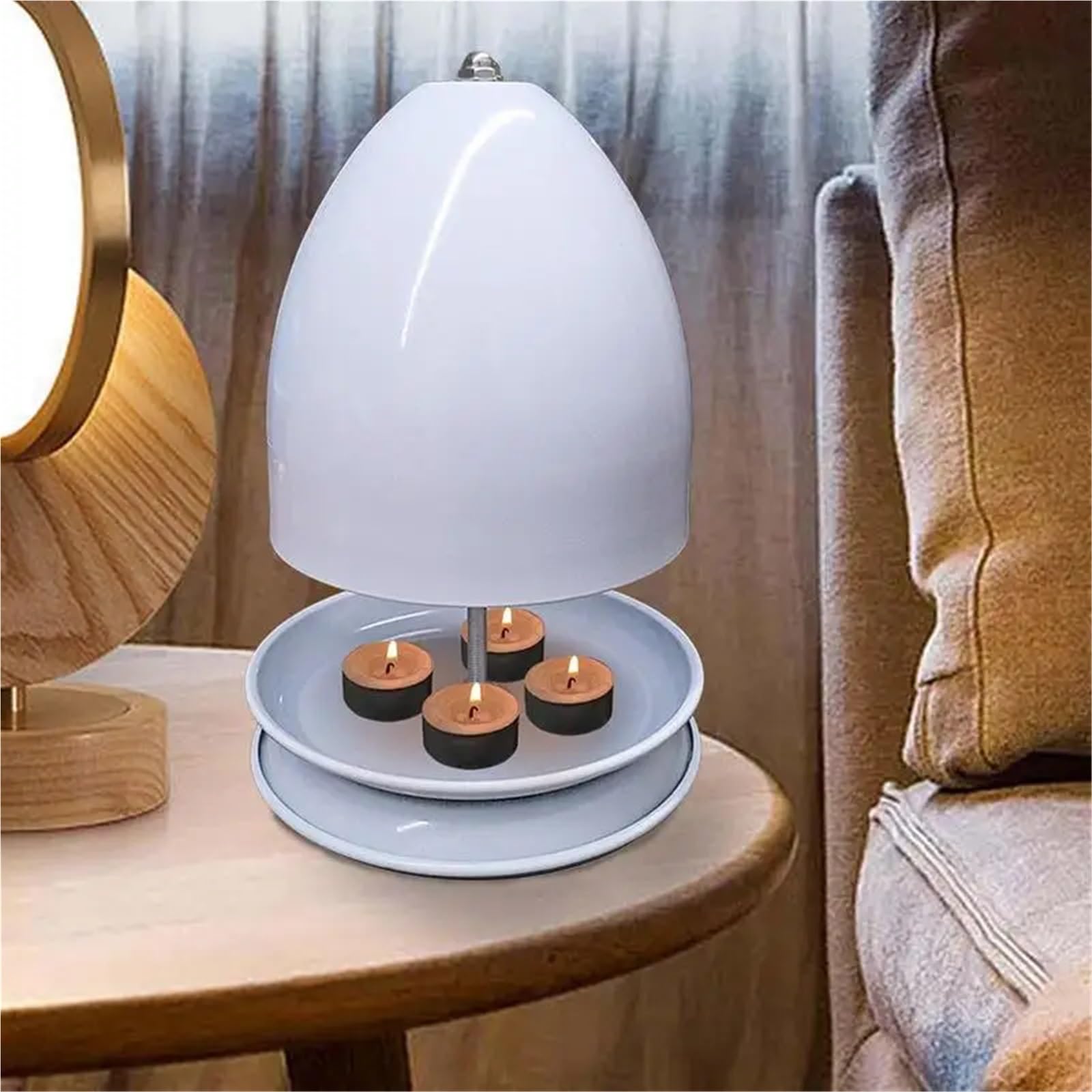 Estufa para Portavelas De Té Calentador de Velas té, Calentador Doble Pared, sobremesa, Horno, Metal(Orange)