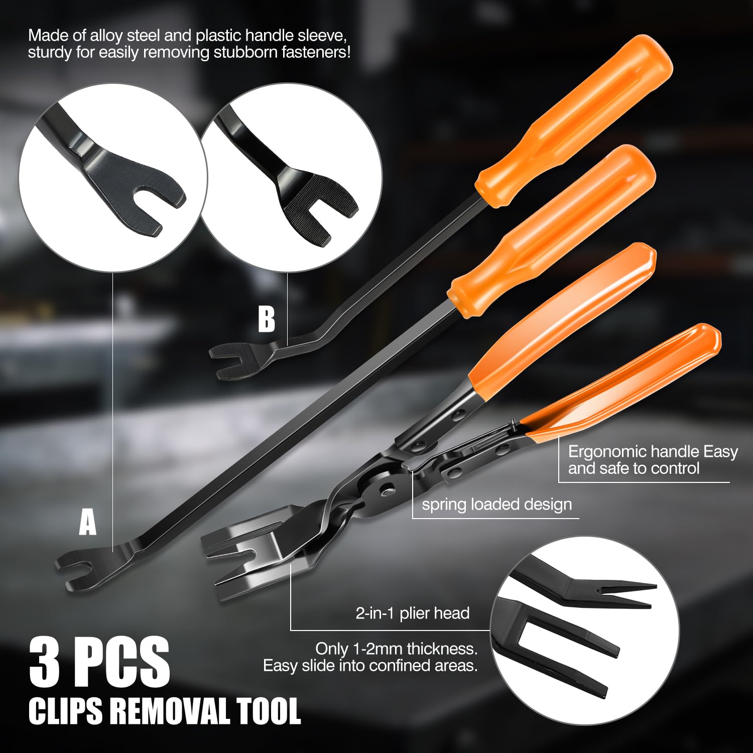 DNA MOTORING TOOLS-00248 - Kit de herramientas de extracción de molduras de automóvil, juego de alicates de clip para removedor de tapicería para panel de puerta de automóvil, tablero de audio, con