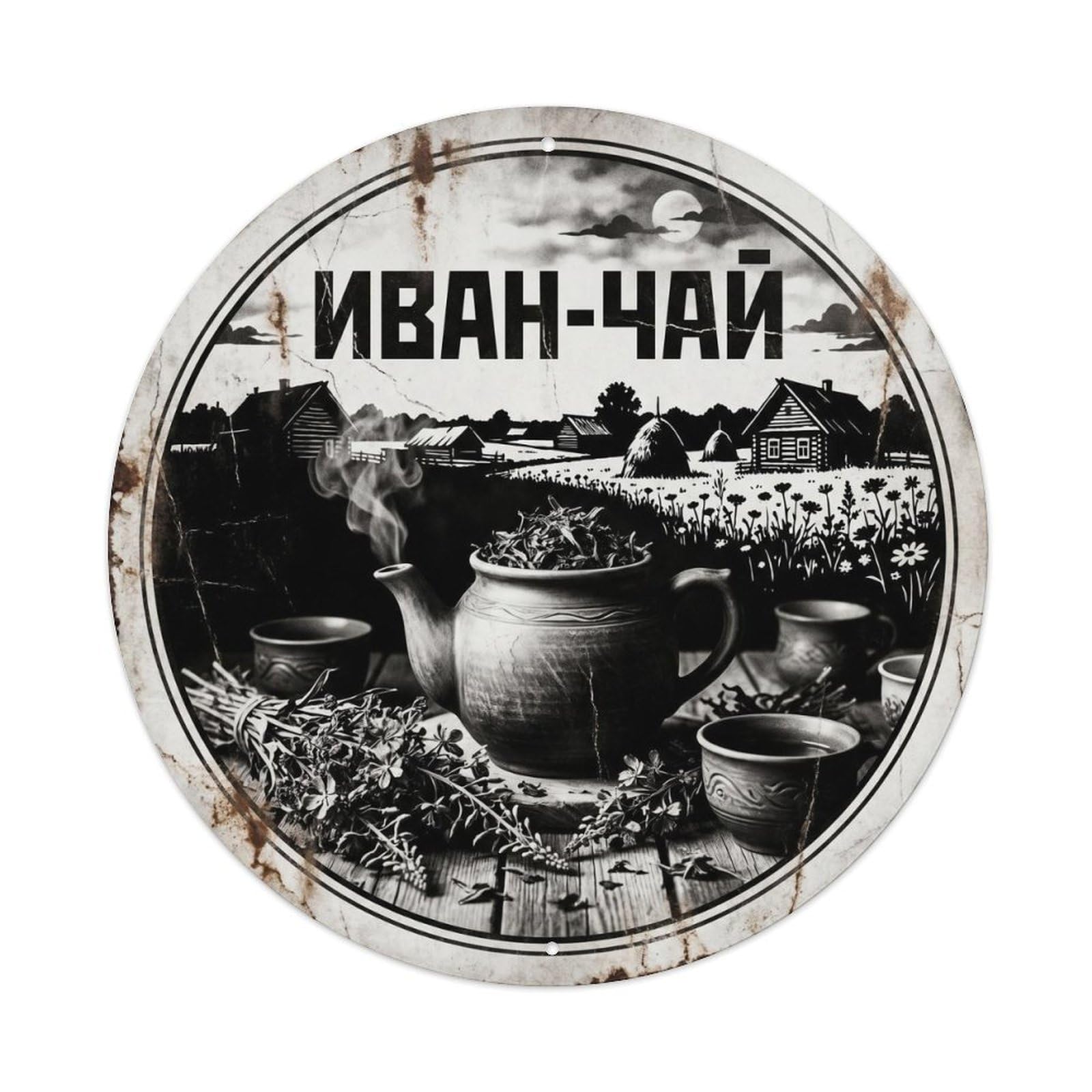 Brew Station Russian Tea Cup Infusion Classic Contrast Metal Tin Sign