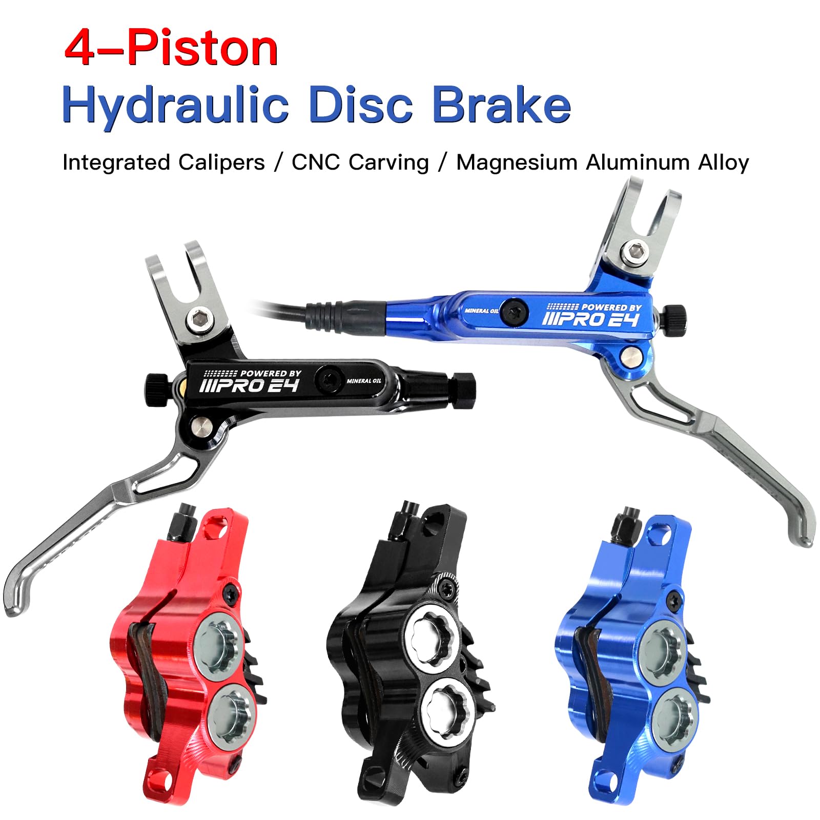 Amazon.co.jp: IIIPRO MTB 4ピストン油圧ディスクブレーキセット 左