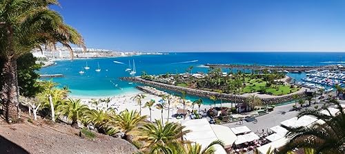 Posterazzi - Póster de la playa de Anfi del Mar Playa de la Verga Gran Canaria con vista de gran angular (12 x 27)