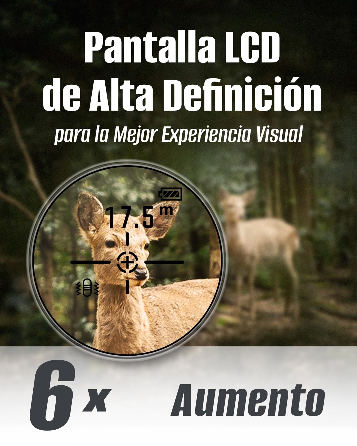 Inkerma Telémetro Caza 1000/1200M Recargable 6X LCD Ángulo Compensación Pendiente Velocidad Escaneo Hunter-E