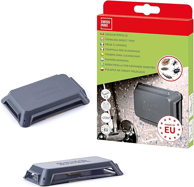 SWISSINNO Crawling Insect Monitor Trap with Food Bait against Cockroaches, Beetles, Silverfish