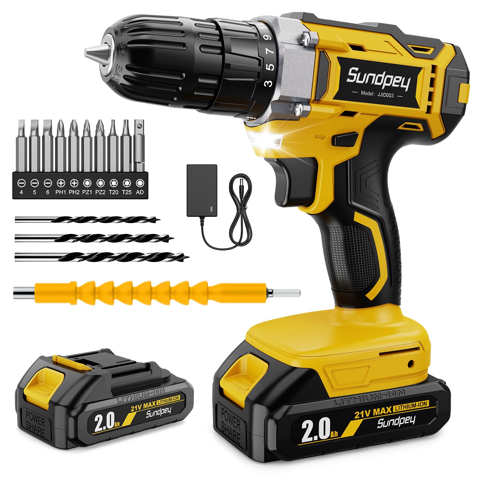 21 V Cordless Electric Screwdriver, Suitable for Makita Batteries, Electric Screwdriver with 25+1 Settings, 2 Speed, LED Light, for Home DIY