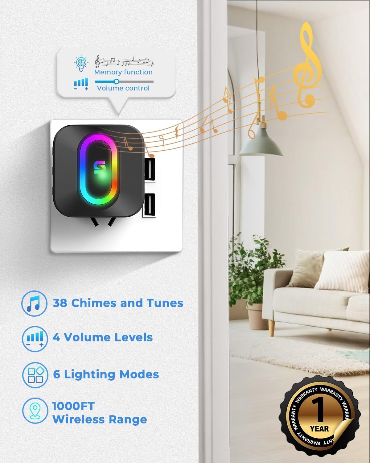 Spromoce Wireless Doorbell Kit - 1000FT Range -6