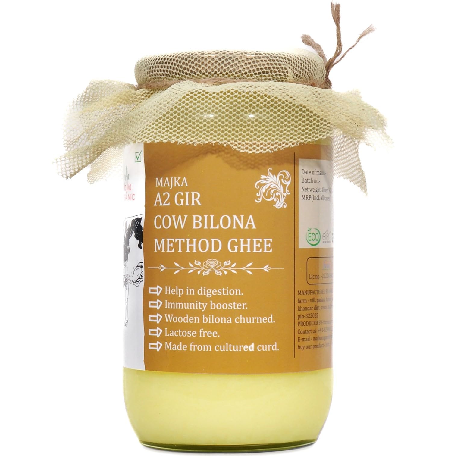 MAJKA Premium A2 Gir Cow Cultured Ghee | Vedic Bilona Churned | Indian Gir Cow Ghee | Natural & Healthy, Non-GMO | Grassfed, Cultured & Traditional Ghee | Lab Certified | 1 L (Pack of 1) (B0DG5S4J31) Amazon Price History, Amazon Price Tracker