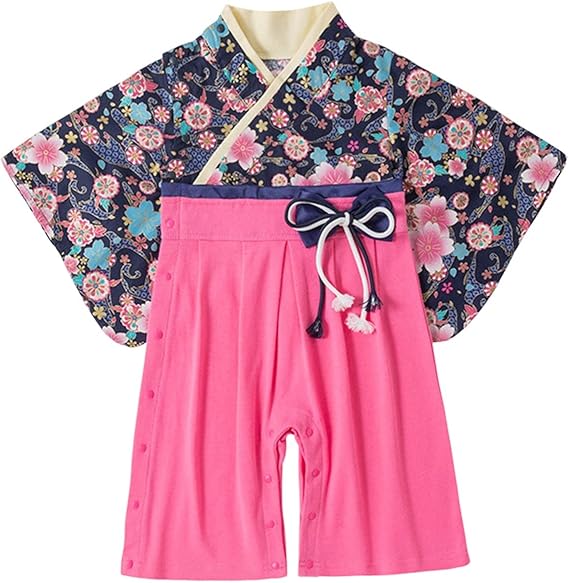 Amazon Co Jp ミシアラグジュアリー ロンパース 袴 着物 浴衣 和風 花柄 プリント 日本スタイル 子供服 夏秋 衣装 ベビー 赤ちゃん ジャンプスーツ 写真撮影 伝統衣装 女の子 ガール 134 138 137 95cm ファッション