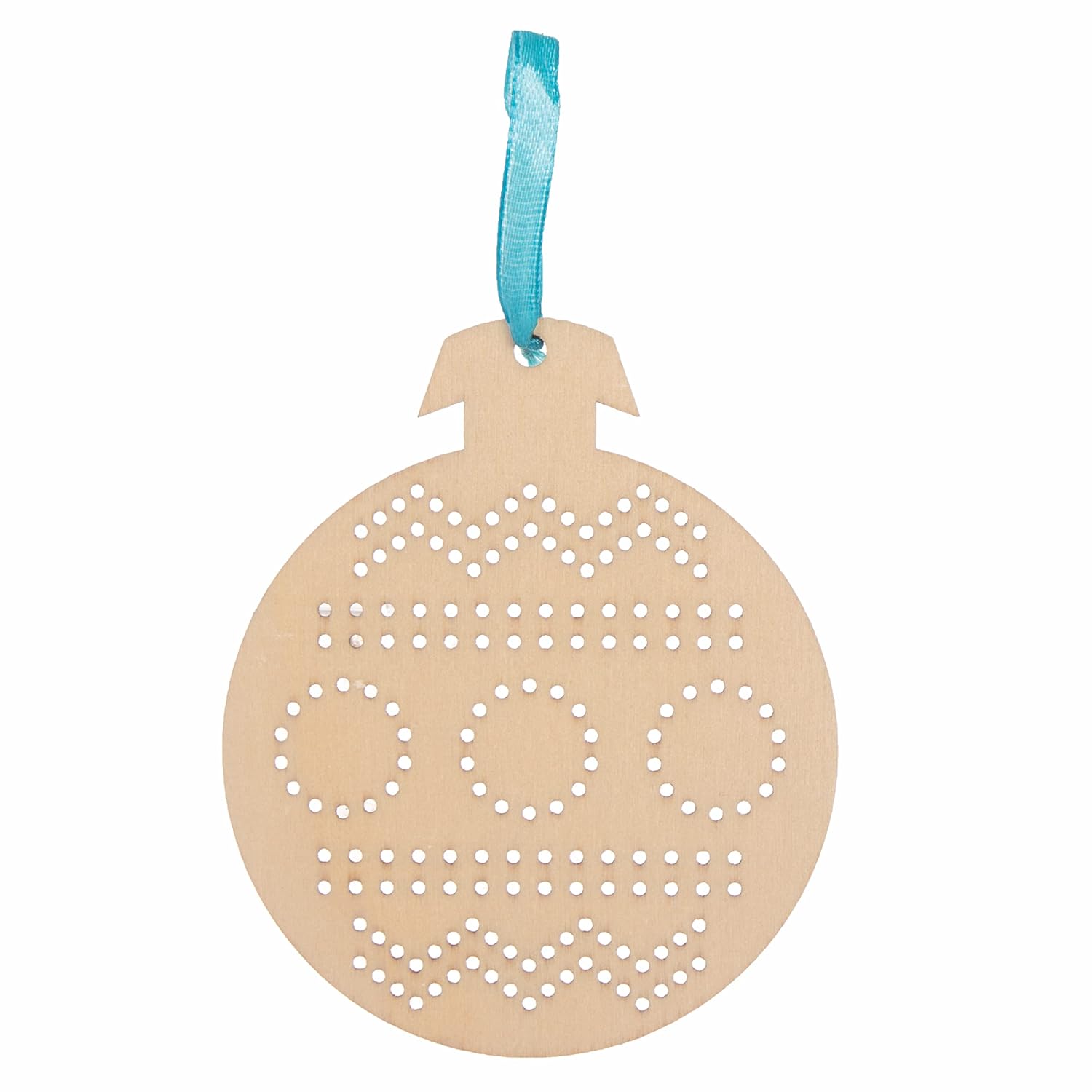 Baker Ross FC175 Christmas Bauble Wooden Threading Decorations - Pack of 5, Introduction to Threading for Beginners, Educational Crafts for Kids, Ideal Christmas Arts and Crafts Project