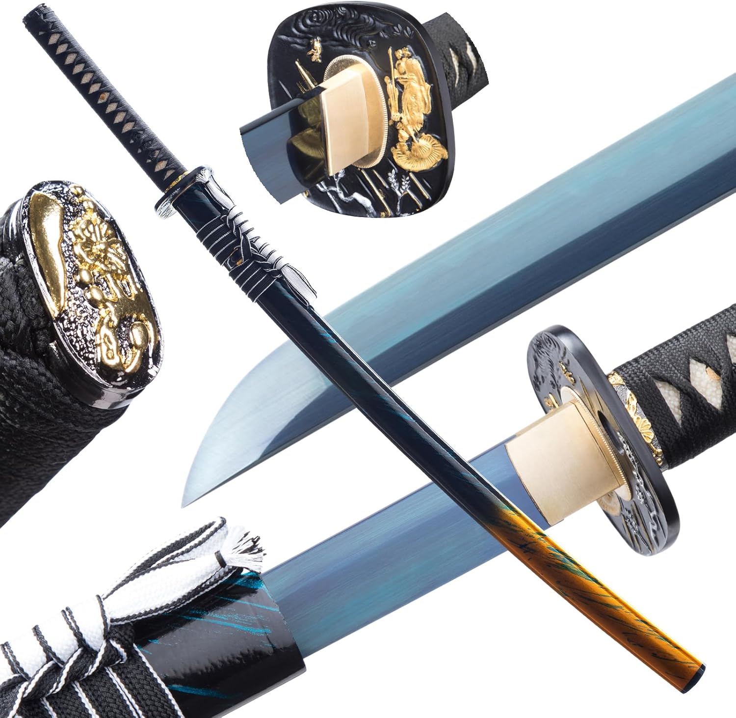 Real Sharp Japanese Katana Sword Real Full Tang 1060 High Carbon Steel Katana Handmade Practice Samurai Sword 40.9 in,Suitable for Collection,Training,Display,Decoration