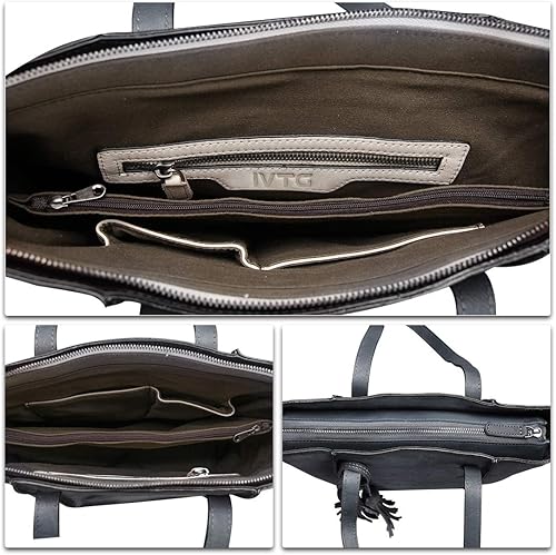 Miniatura 7 de Bolso de hombro grande de cuero genuino para mujer, bolso de mano vintage de cuero real y bolsos de mano