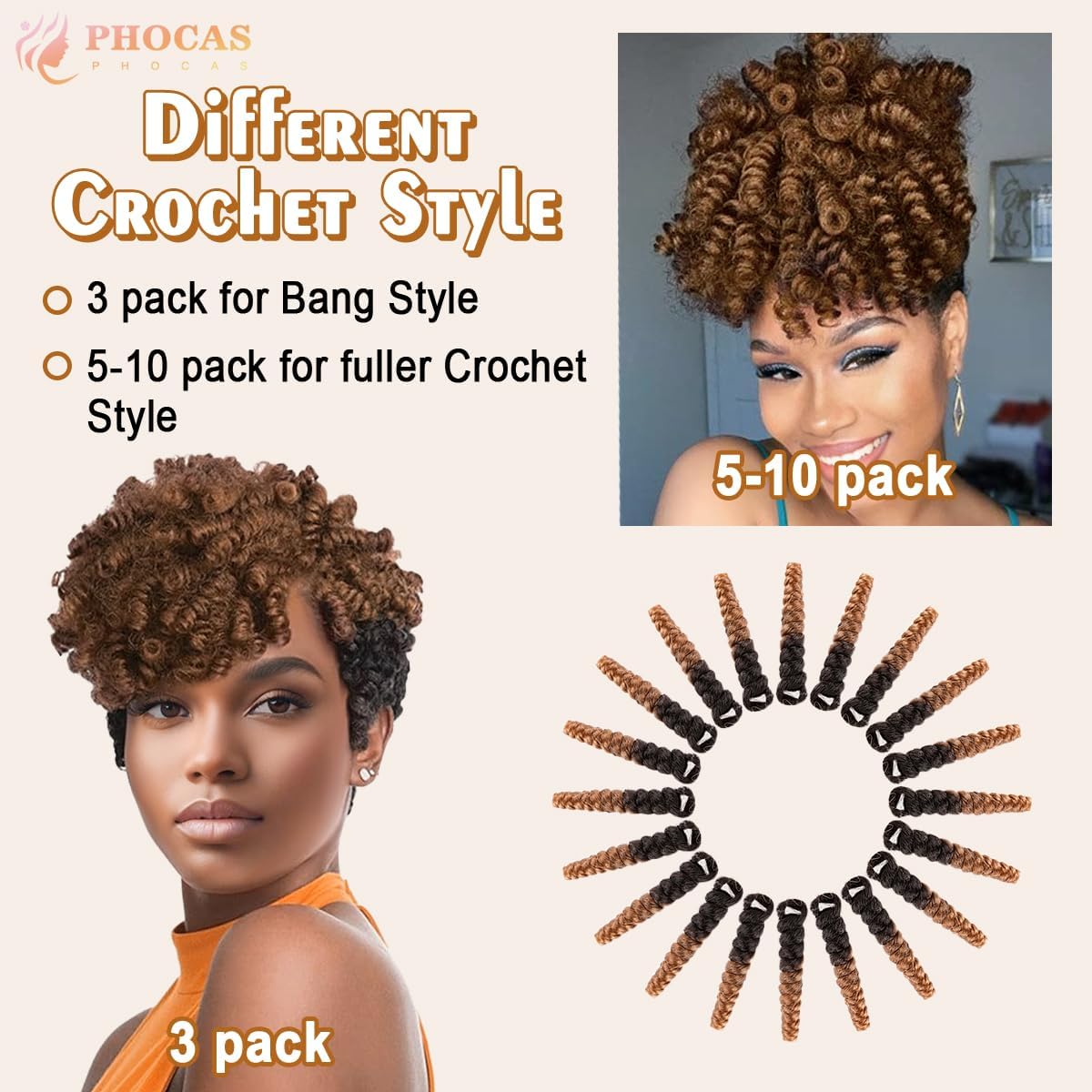 ポカポカベアー Amazon.com : PHOCAS 10'' 3Packs Short Curly Crochet Hair Curl Jump