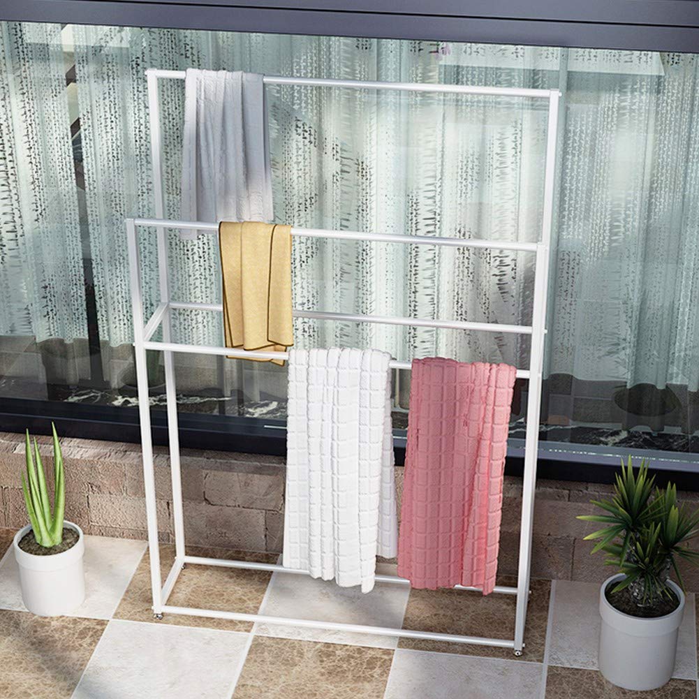 GuyAna Portasciugamani da Bagno autoportante in Metallo, portasciugamani Alto in Ferro, Resistente alla ruggine, Facile da montare/oro/85 x 20 x 110 cm (Bianco 75 x 20 x 110 cm)