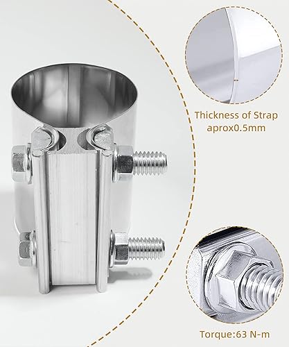 Miniatura 3 de AOCISKA 2 paquetes de abrazaderas de escape, 2.0 pulgadas, 2.25 pulgadas, 2.5 pulgadas, 3.0 pulgadas, banda de sujeción de tubo de escape de acero