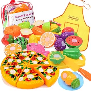 Kitchen Toys Fun Cutting Food Fruits Vegetables Toys Pretend Food Playset for Children Girls Boys Educational Early Age Basic Skills Development 41pcs
