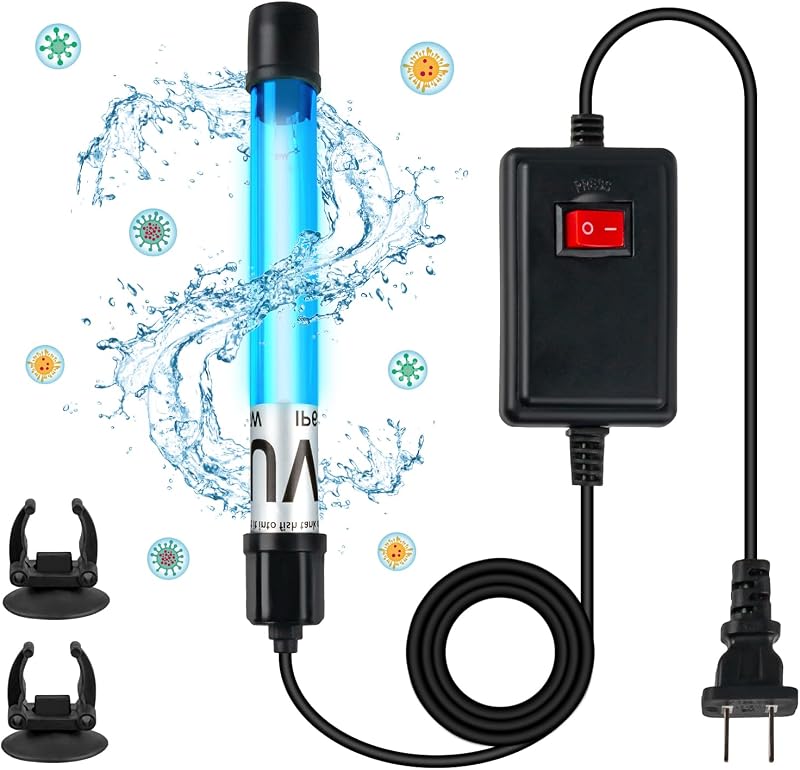 Lâmpada UV para Aquário 11W com Tubo de Vidro, 254 nm, para Tanques de 208 a 568 L coospider-repta FishTankLight-11W