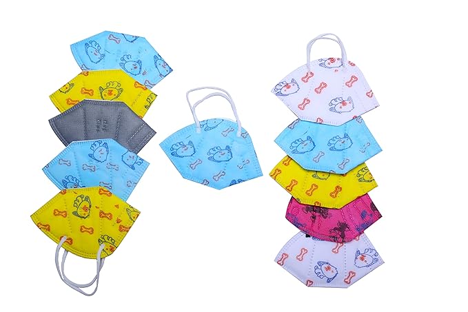 VE-MARUSH (PACK OF 5) 5 Layer Kids N-95 Mask For Boys, Kids, Girls Cartoon Printed Mask For 3 To 8-9 Year Old Boys & Girls, Reusable & Washable Face Mask For Kids, Children