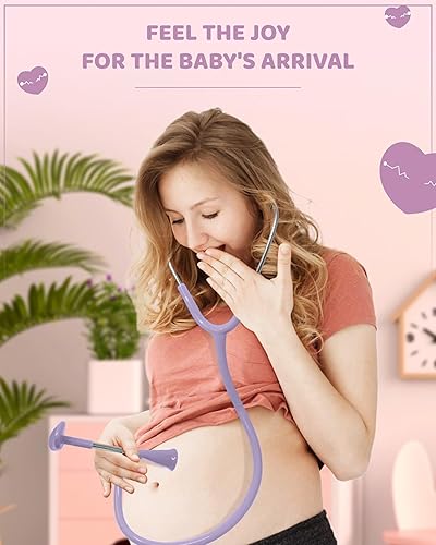 Miniatura 5 de Skywin Fetoscopio para detección de latidos cardíacos de bebé (morado) - Monitor de latidos cardíacos para bebés en casa con el estetoscopio de