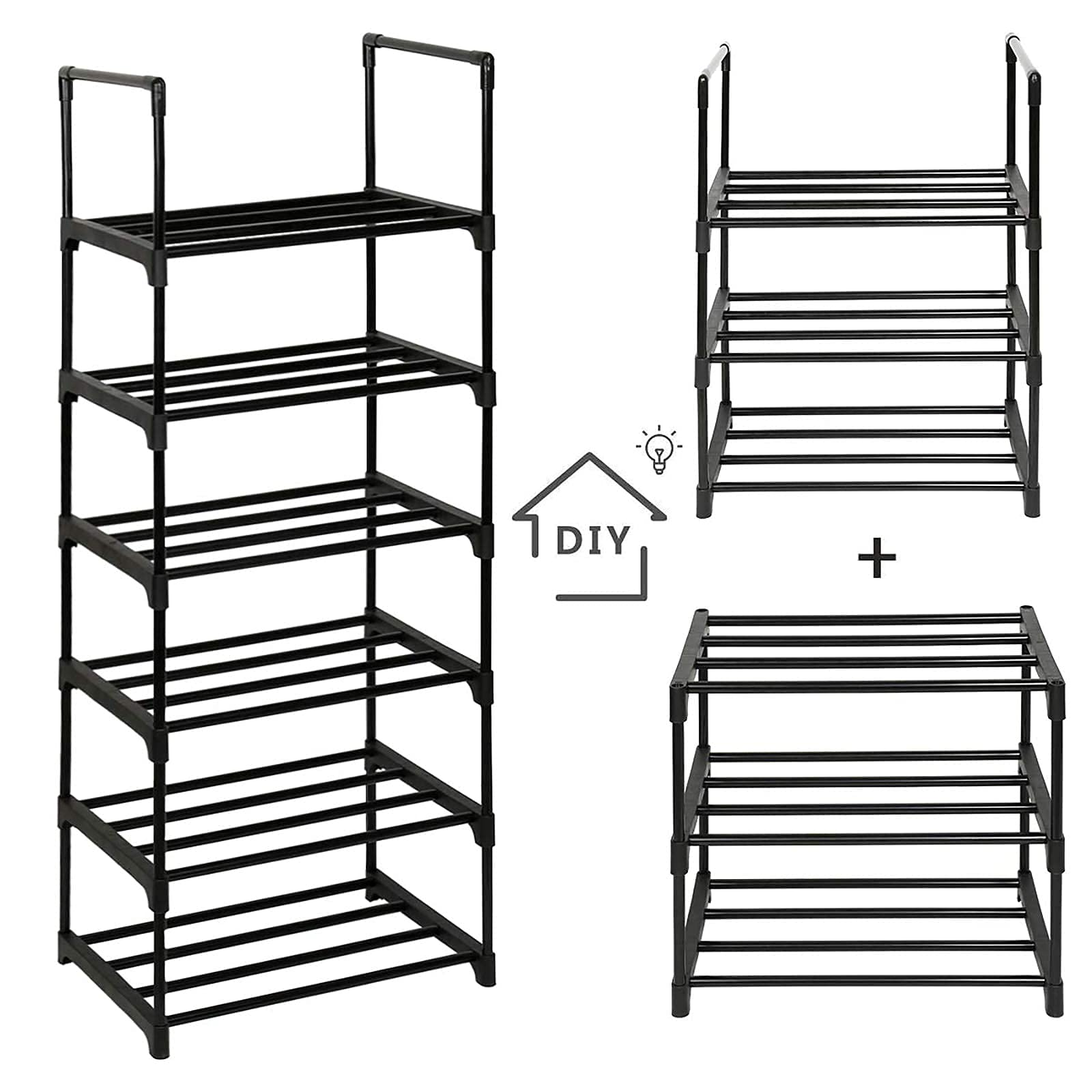 シューズラック 6足収納 高さ80cm 省スペース コンパクト 長さ26 傘立て付き 靴箱 幅48 シンプル スリム