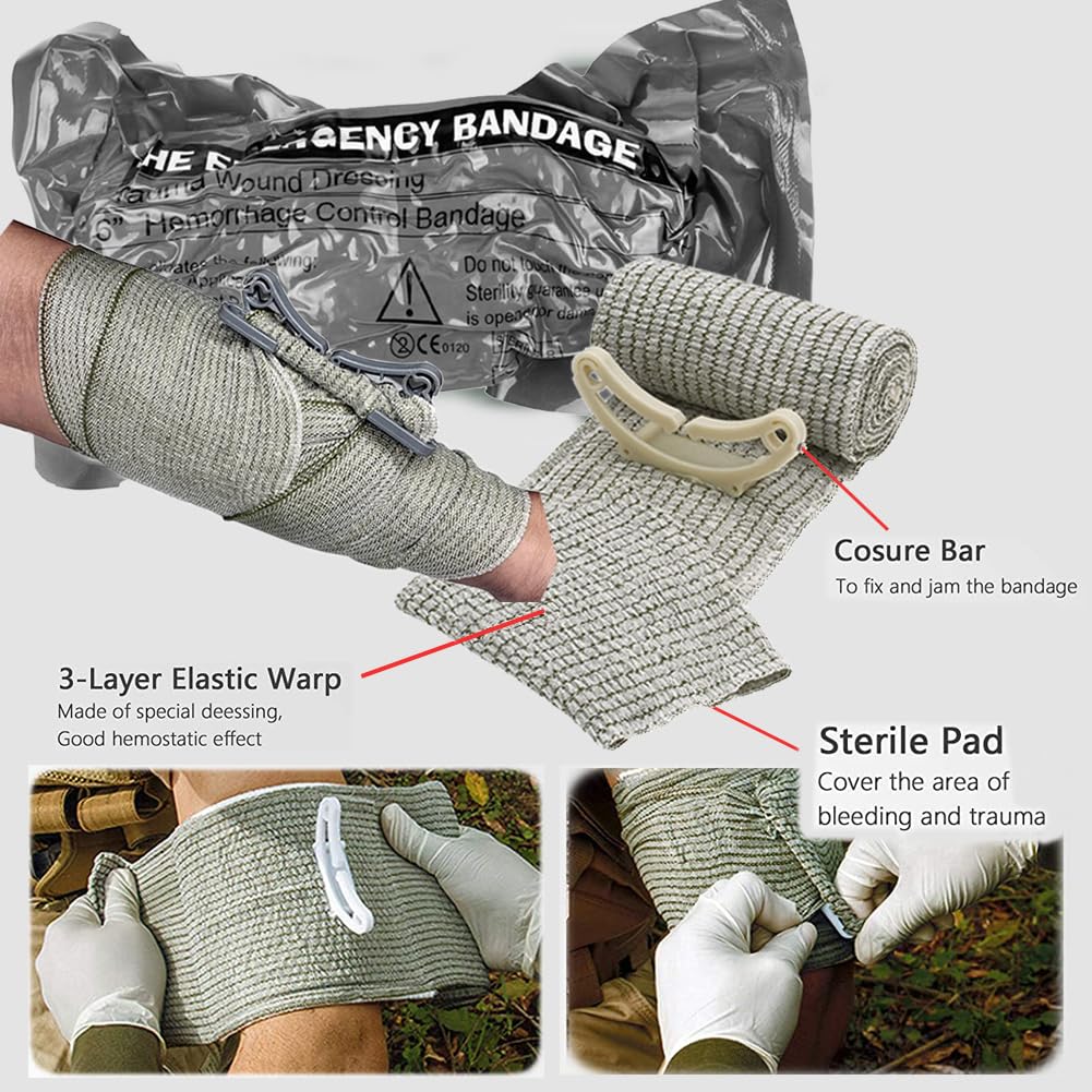 Kit de recambio para trauma, paquete de primeros auxilios IFAK, sello de pecho ventilado, vendaje israelí, almohadilla ABD, vendajes autoadhesivos, gasa comprimida, paquete de control de