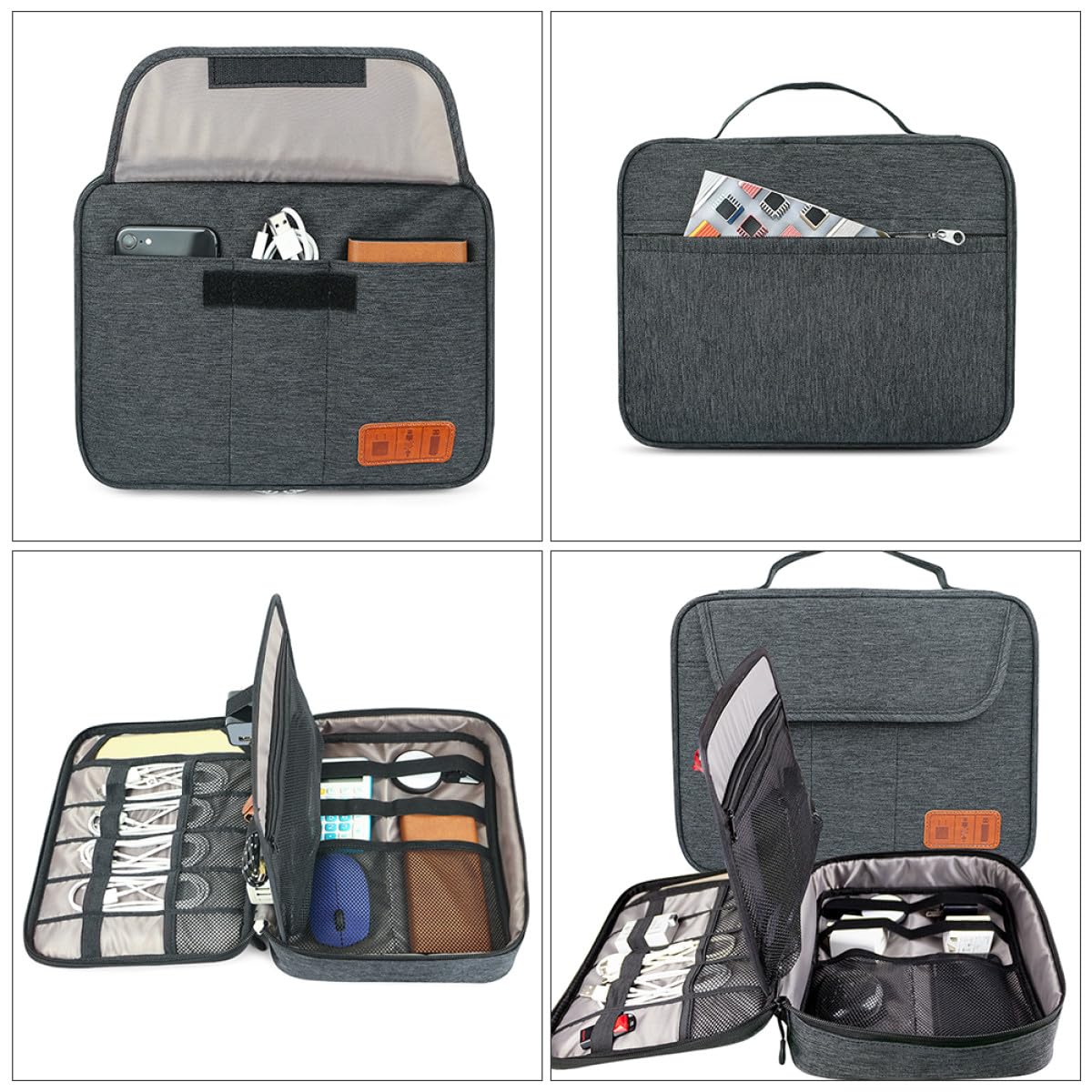 Bolsa de Almacenamiento Digital de Doble Capa Estuche Organizador Electrónico Mediano Negro Funda para Cables y Accesorios Adecuado para Viajes y Protección contra Polvo y