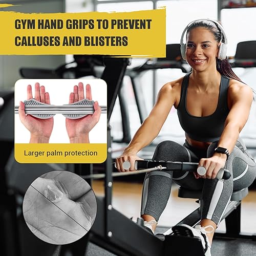 Miniatura 5 de Agarres de gimnasio para levantamiento de pesas, 30% más grandes, protección de palma de silicona, empuñaduras ergonómicas con magnéticos,
