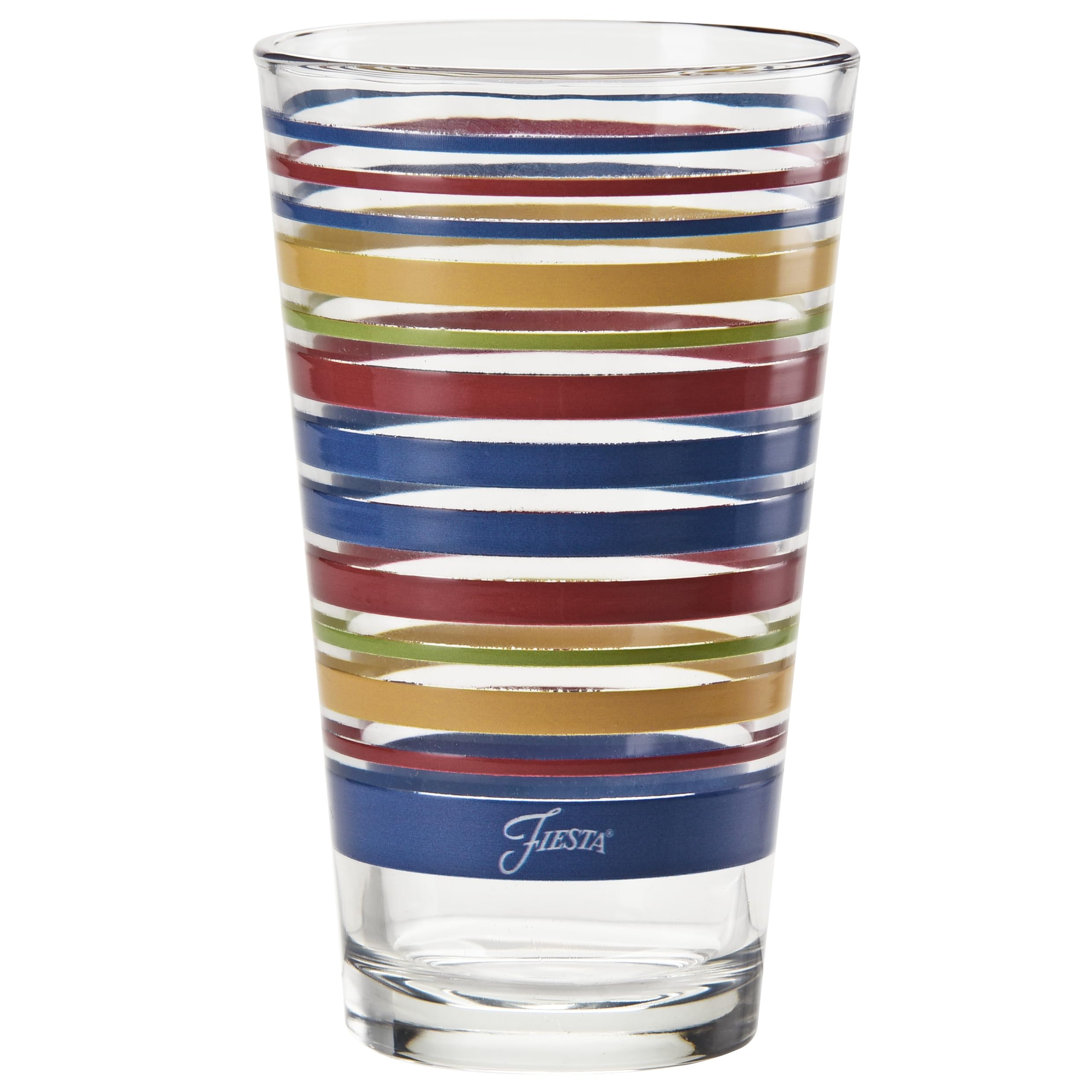 Officially Licensed Fiesta Stripes 16-Ounce Tapered Cooler Glass (Set of 4) (Bright Collection)