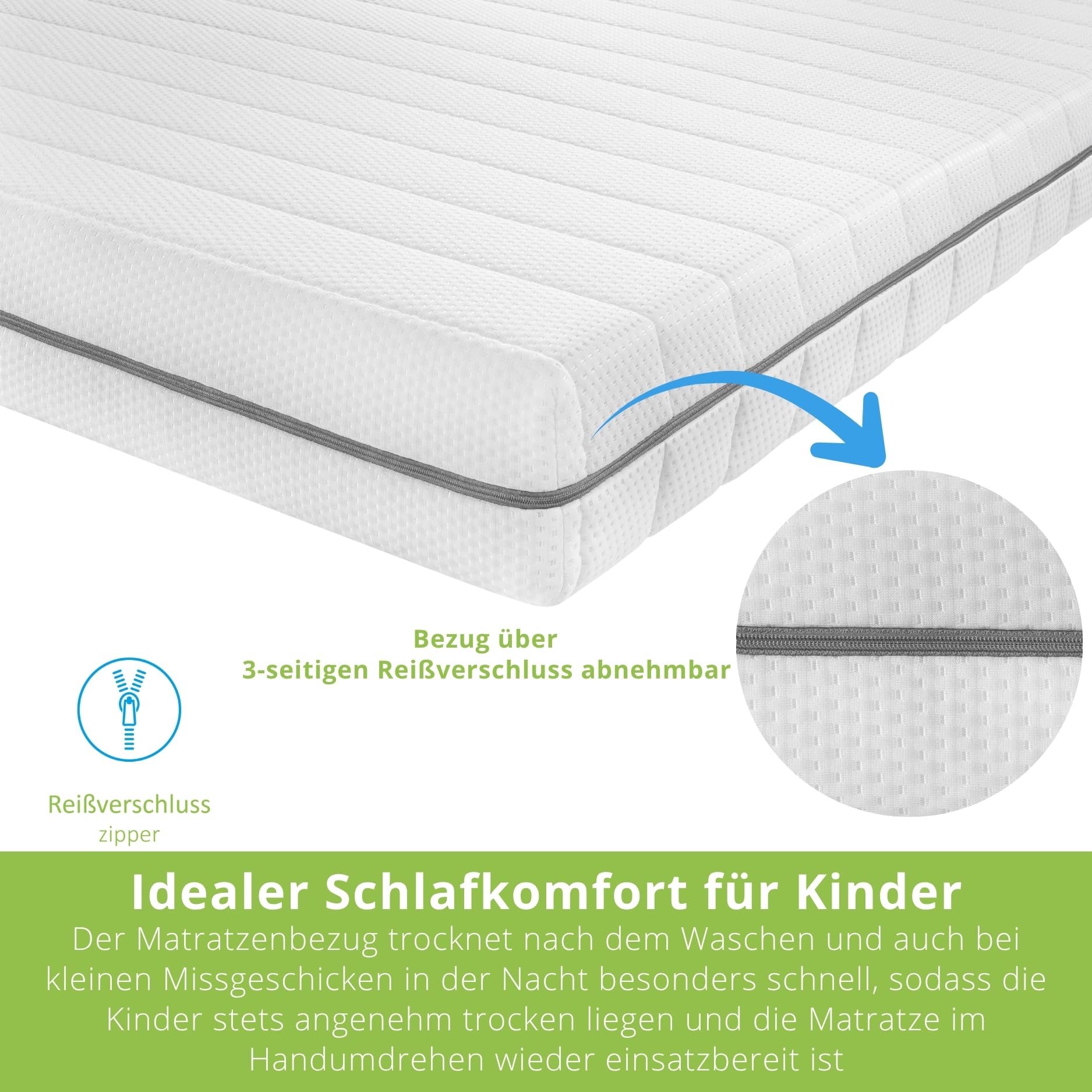 Bodyprotect Kindermatratze 90x200 cm, Komfortschaum Matratze Junior Dream | 90 x 200cm, Made in EU, OEKO-TEX 100, Höhe ca. 13 cm, Bezug waschbar bis 60 Grad