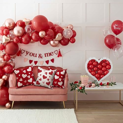 Miniatura 5 de DFXSZ Juego de 2 fundas de almohada para el día de San Valentín de 12 x 20 pulgadas, fundas de almohada rojas con corazones blancos, fundas