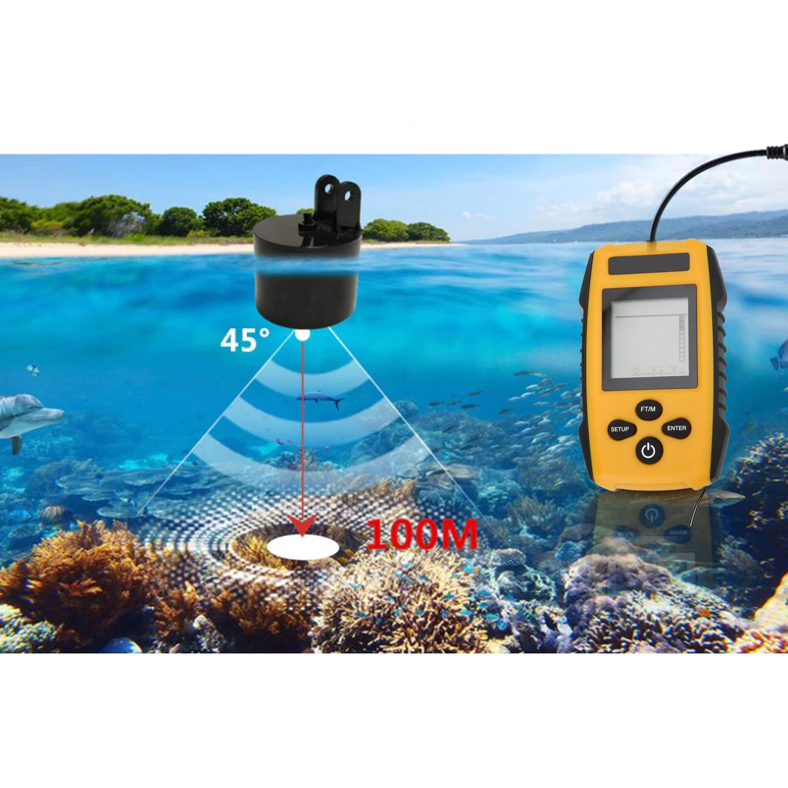 Détecteur De Poissons Portable Avec Sonde CHIRP - Écran 3,5 Pouces - Neuf