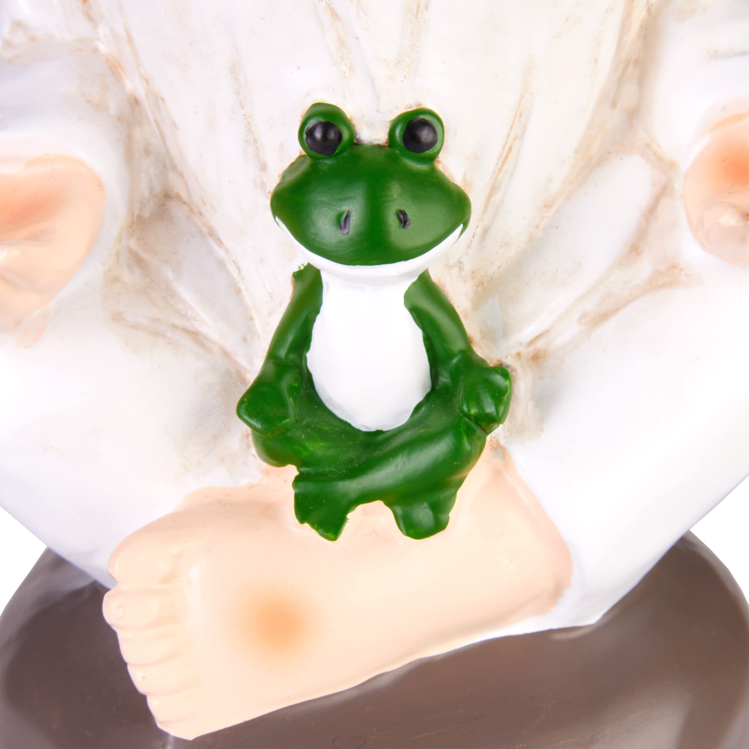BRUBAKER Gartenzwerge Set Yoga Baum und Schneidersitz - Zwerge mit Frosch - Zen Gartenfigur Sport Figur Dekoration Wetterfest für Garten Campingplatz - Gartendeko Lustig Weiß für außen