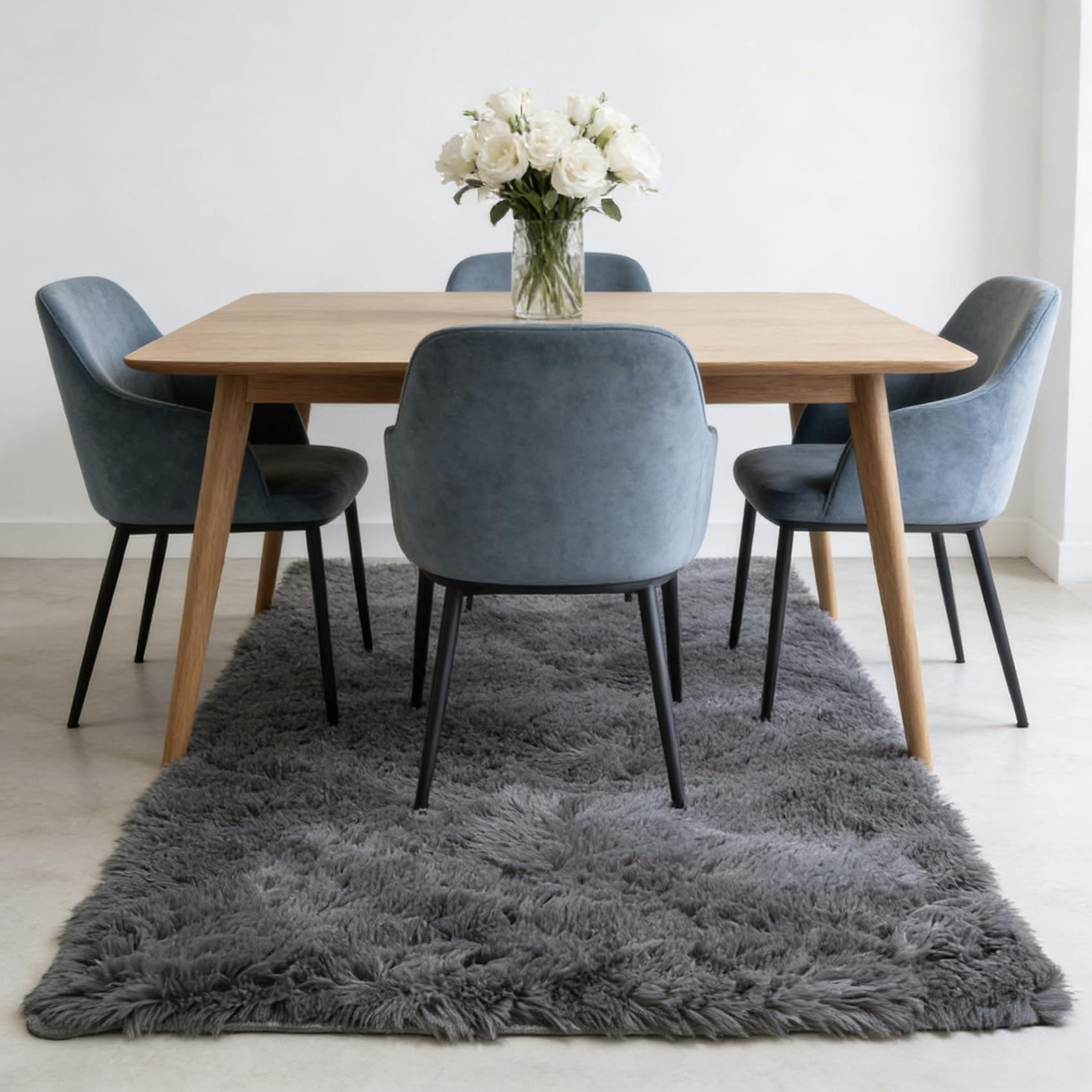 Tapis à poils longs 190x195 cm ultra moelleux et antidérapant pour le salon