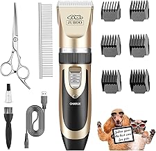 Juboo Professional Dog Grooming Clippers - Low Noise, Rechargeable, Cordless, Quiet Dog & Cat Grooming Kit