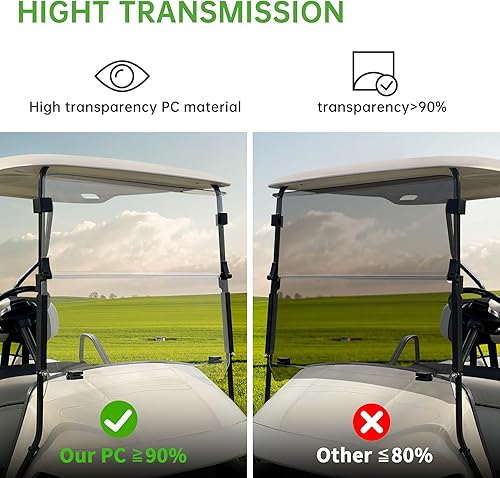 Miniatura 3 de 10L0L Parabrisas para carrito de golf, parabrisas plegable EZGO TXT, kit de parabrisas grueso para carrito de golf, policarbonato mejorado (PC),