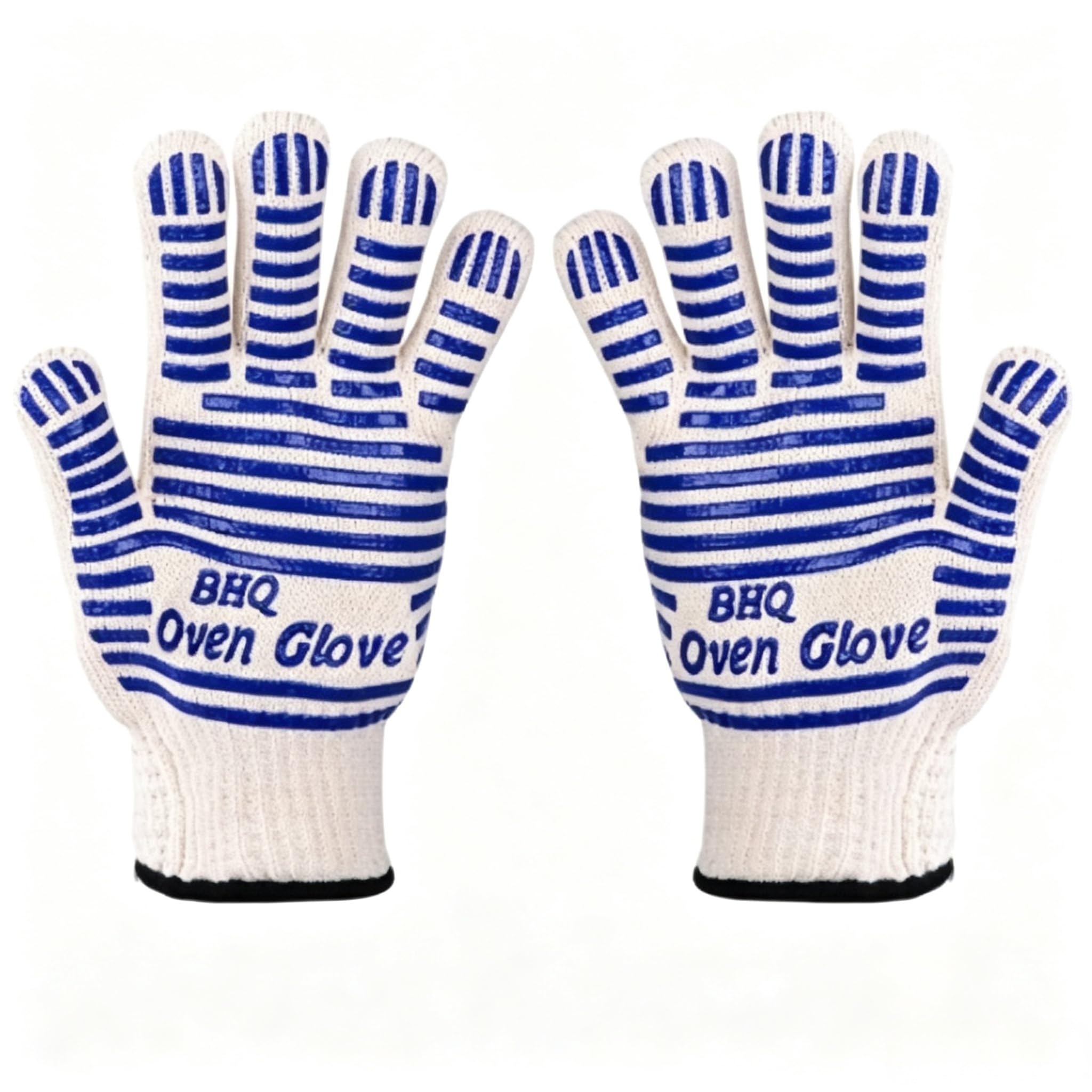 VansenKunda Heat Resistant Oven Gloves – 5-Finger Silicone Coated for BBQ, Grilling, Baking (1 Pair)