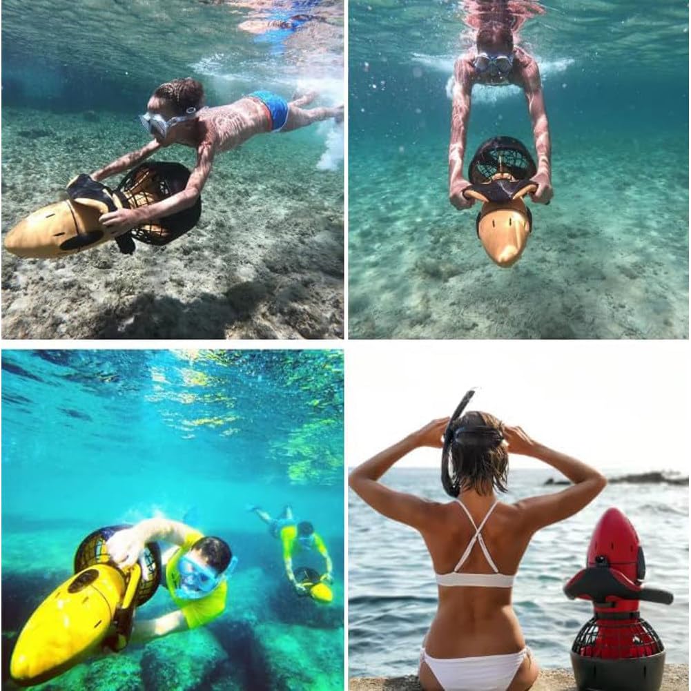Booster per Nuoto subacqueo, Scooter Elettrico subacqueo da 500 W, Booster per Scooter subacqueo per Piscina per Sport Acquatici, Immersioni, Snorkeling e Avventure Marine,Yellow