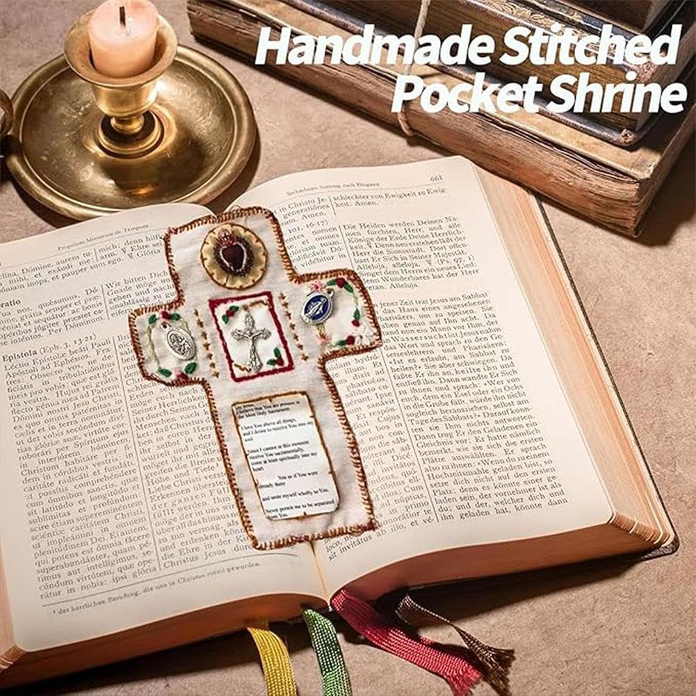 Pocket Shrine with Silver Cross, Sacred Keepsake Pocket Shrine