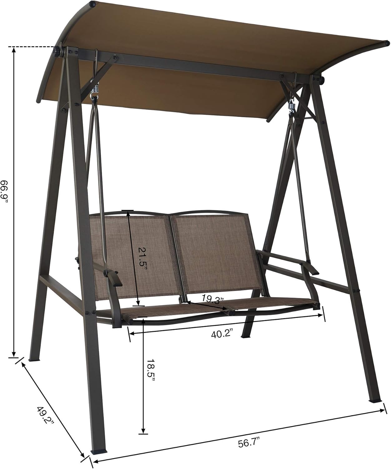 Kozyard Doris 2 Person Outdoor Patio Swing with Breathable Textilence Seat (Taupe)