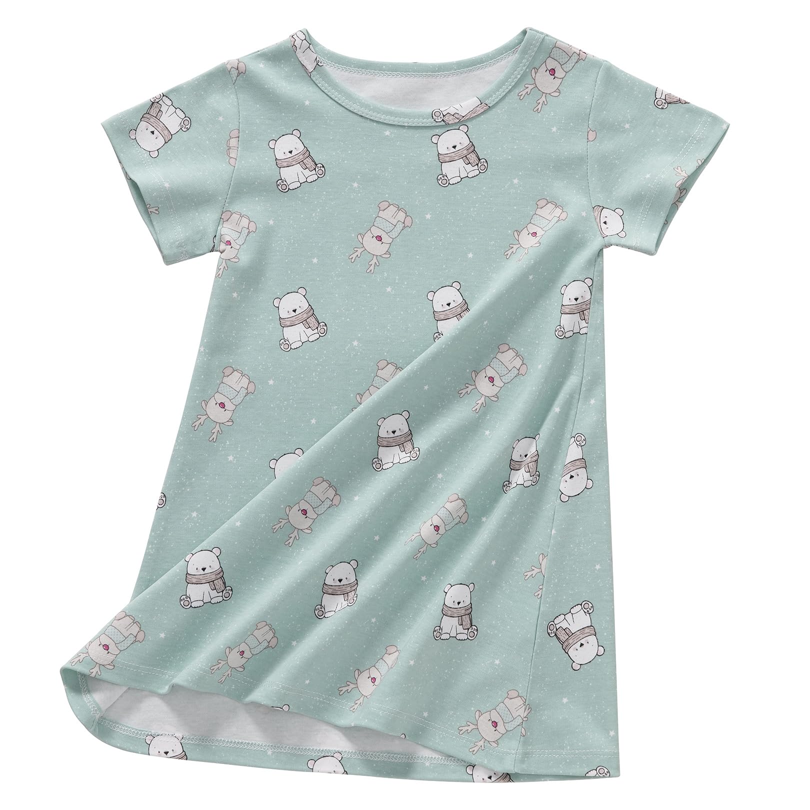 Ukyzddio Girls Cotton Nightgowns Short Sleeve Sleep Shirt Princess Nightdress