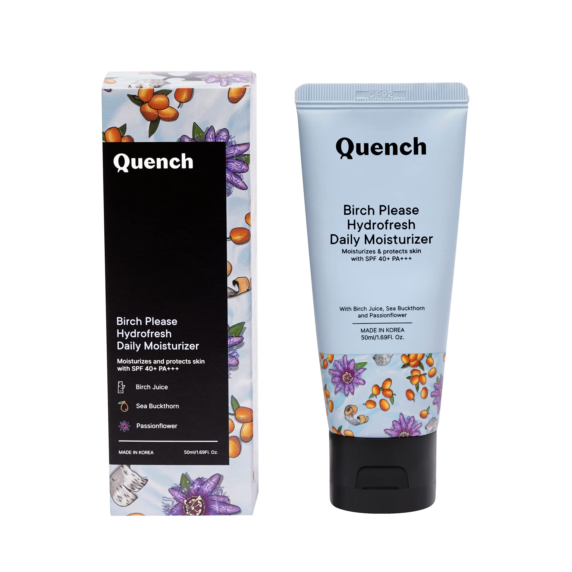 QUENCH BOTANICS Quench Hydro Normal Fresh Daily Moisturizer with SPF 40+ PA+++ | 2-in1 Moisturizer & Sunscreen | Hydrates & Protects Skin with Birch Juice Enzymes | Made in Korea (50ml)