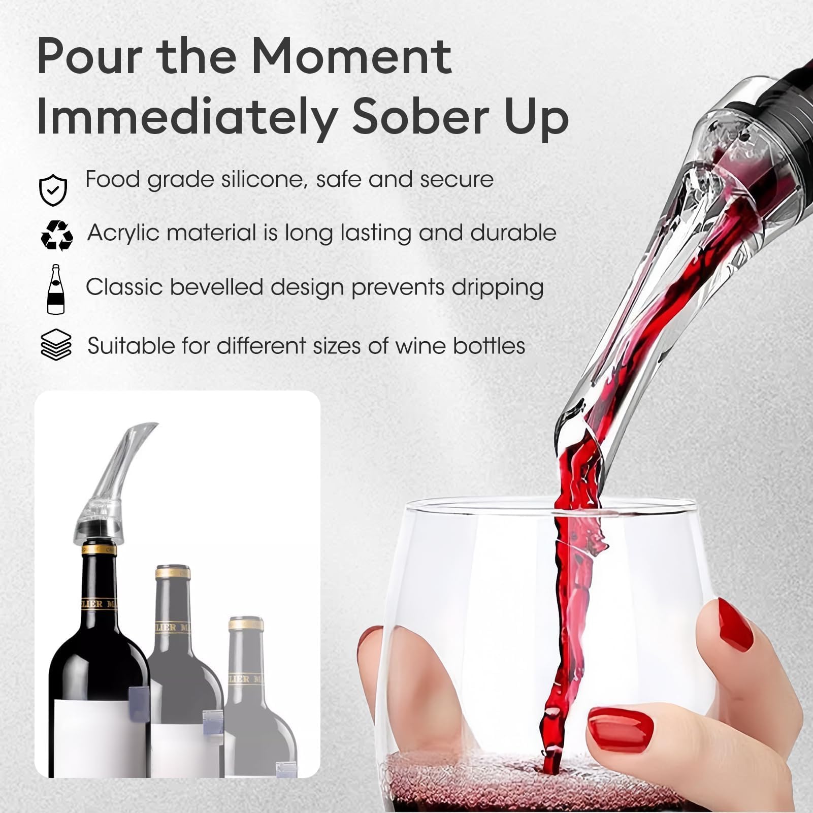 Decanter Per Vino 2-in-1 Con Aeratore E Sistema Antigoccia - Accessorio Per Amanti Del Vino - Foto 9