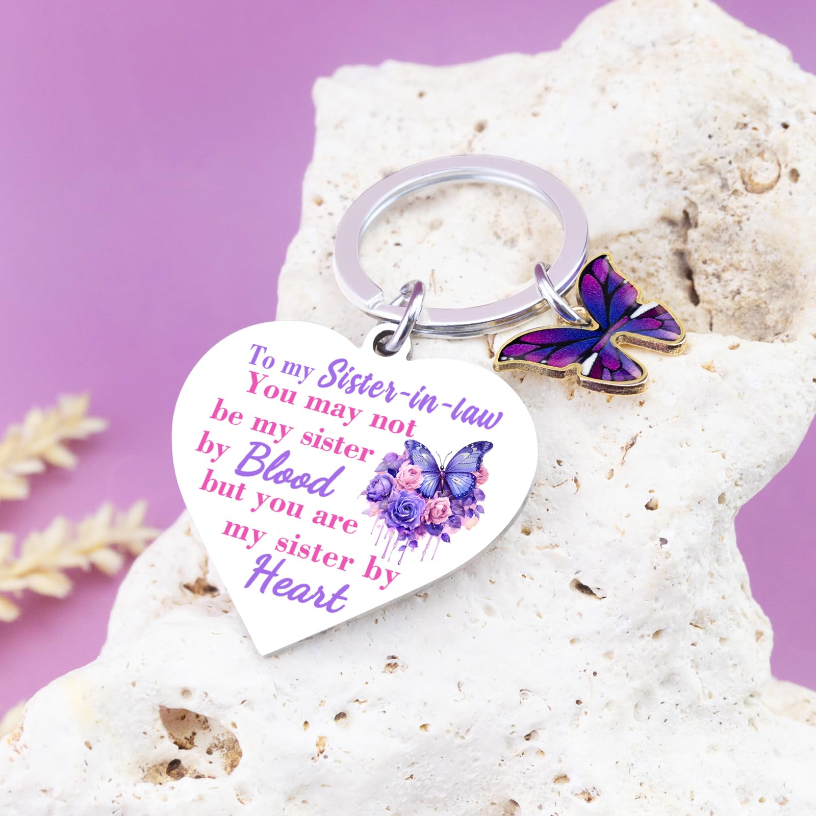 Sister In Law Gifts Mothers Day Wedding Gift Butterfly Purple Gifts For Women Keychain Sister In Law Birthday Gift Mothers Day Christmas