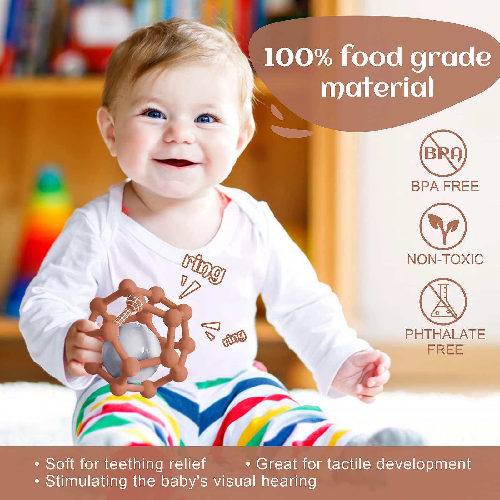 Palline sensoriali per Palla a Mano tattile per Neonati, Palla da Presa per Bambini Giocattolo sensoriale per Bambini Palla da Gioco per dentizione e Presa per Migliorare l'esperienza (Arancia)