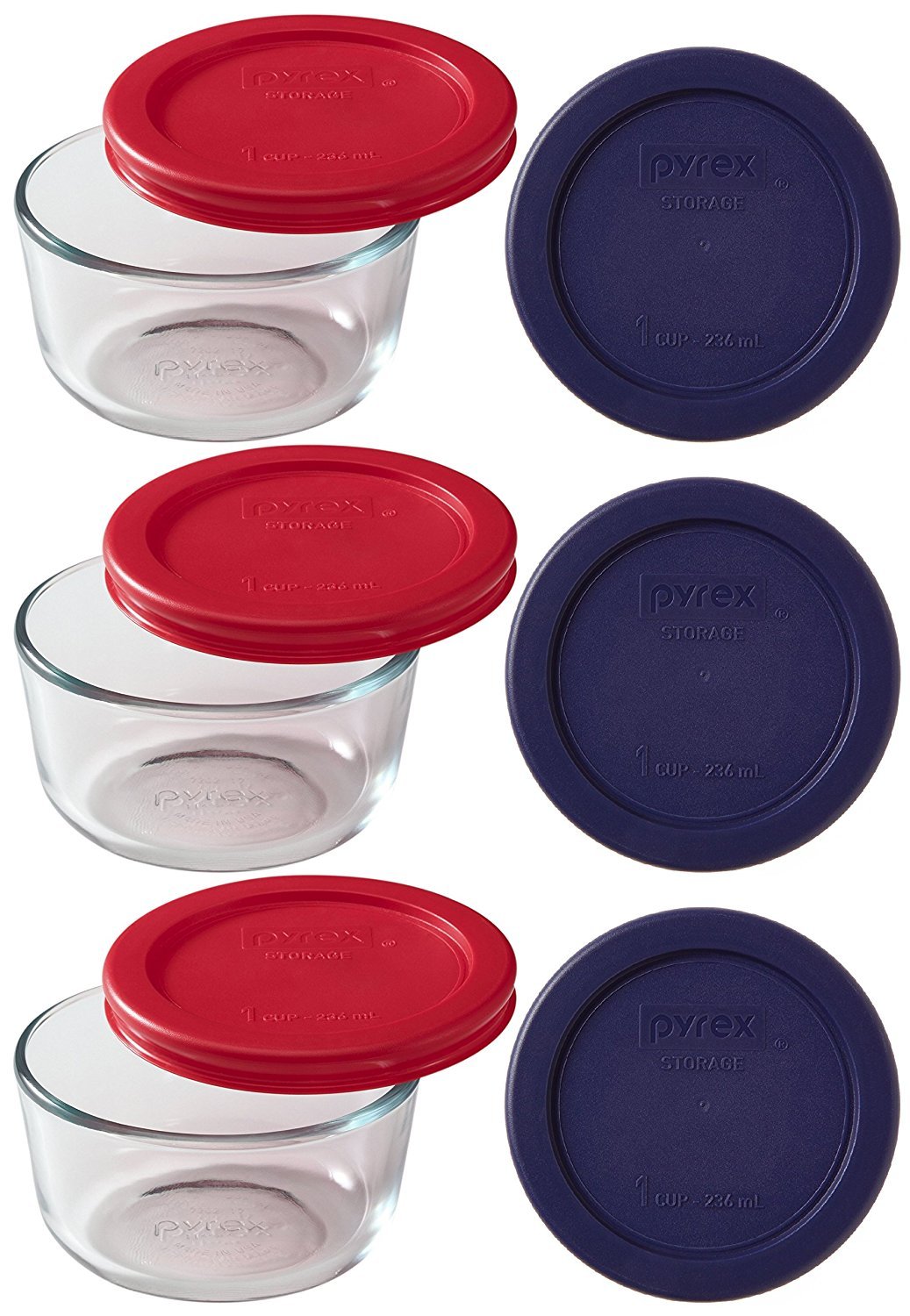 Pyrex9-Piece Glass Food Storage Set with 2 Colour Lids by World Kitchen