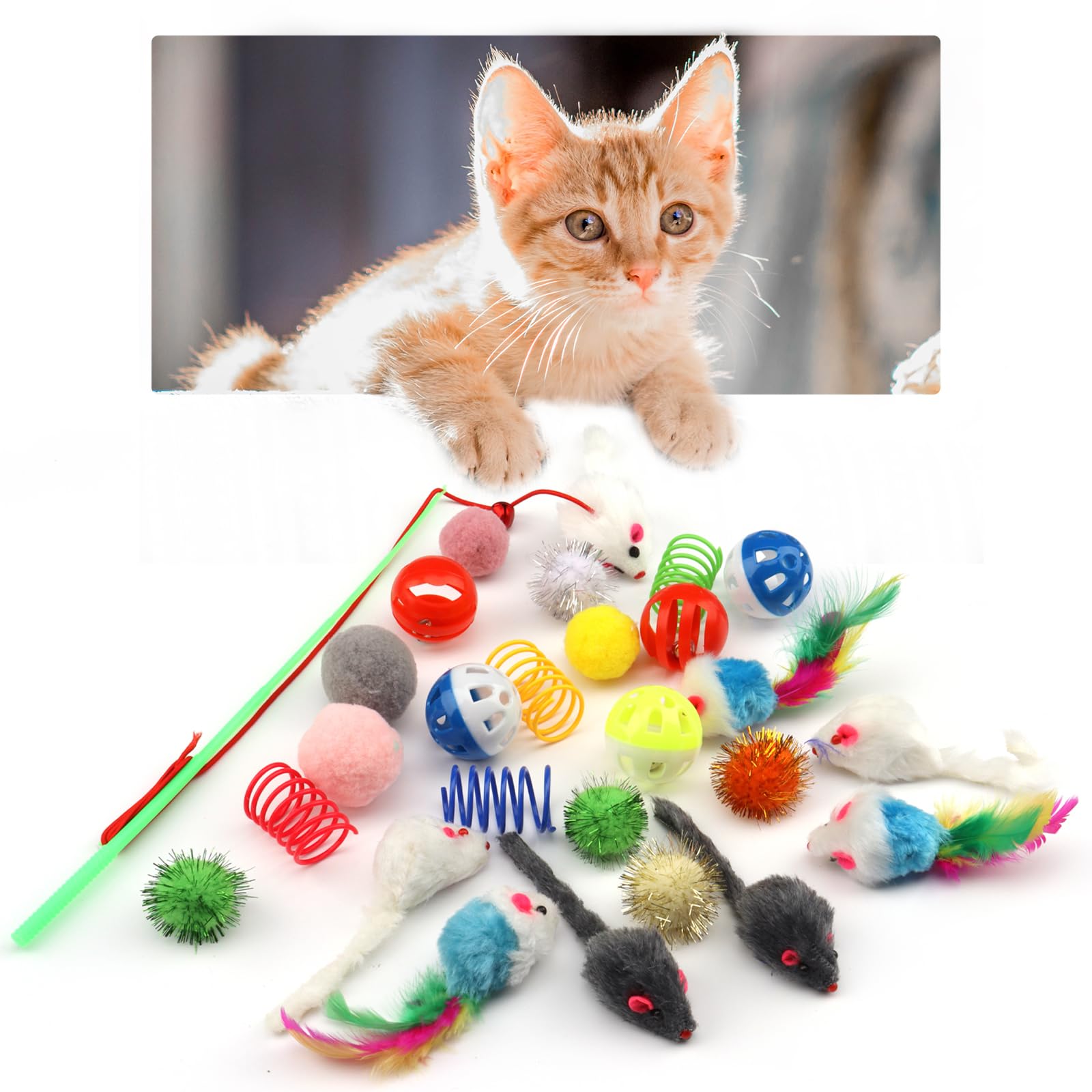 12 Topini Finti Con Catnip E Campanelli - Giocattoli Interattivi Per Gatti - Arcobaleno Di Colori - Foto 5