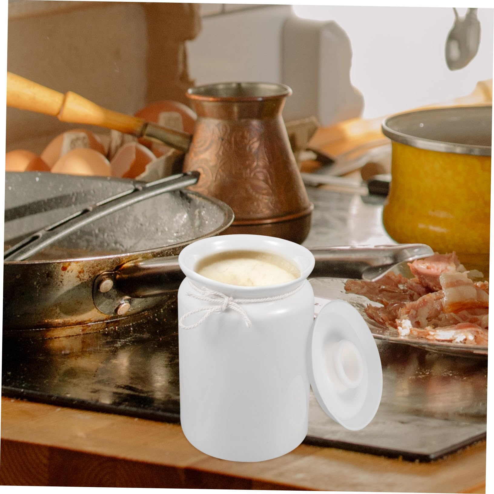 Tarro de Cerámica Blanco de 800ml Tapa de Silicona | Azúcar y Café en Restaurante u Hotel, Cierre Eficaz, Fácil de Limpiar, Uso Versátil