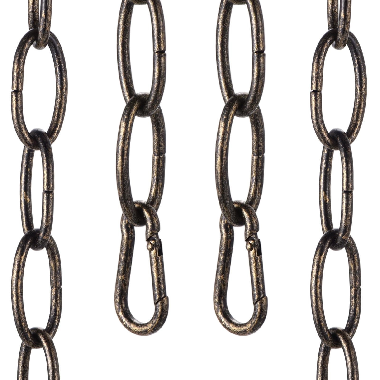 sourcing map 3ft Lighting Hanging Chain, 3.8mm/0.15" Looping Metal Pendant Chandelier Chain Extension with 2 Spring Snap Hook for Hanging Plant Pendant Chandelier Light Fixture, Golden