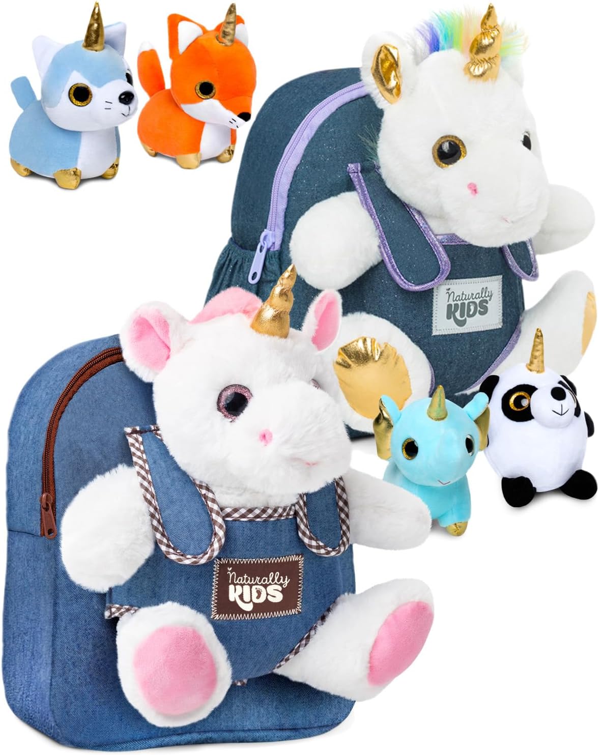 Naturally KIDS Small Unicorn Backpack and Toddler Backpack w Plush Unicorns Toys