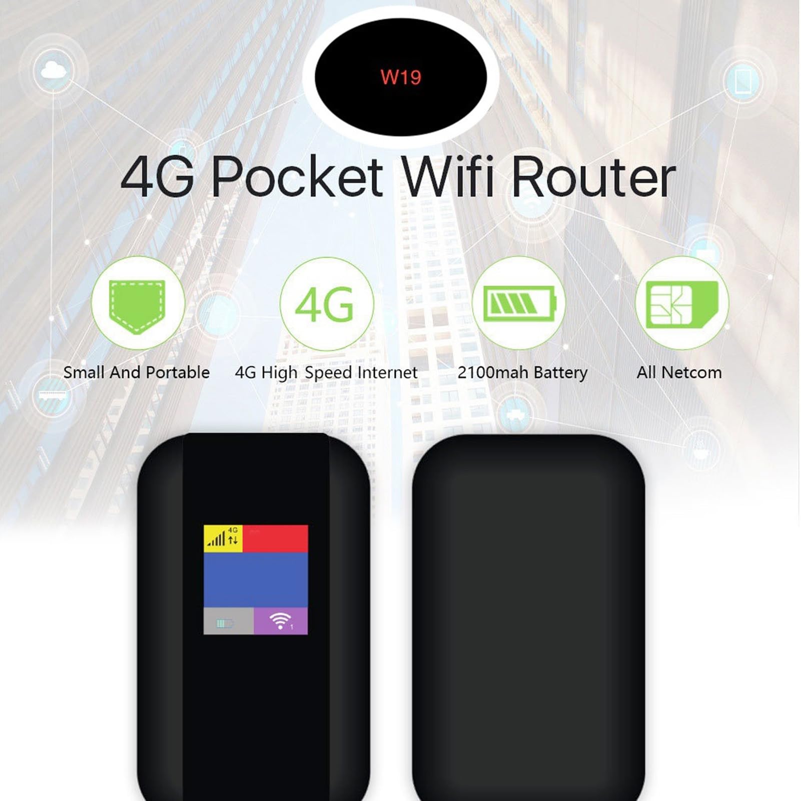Mobilny Router z Hotspotem 4G LTE, Przenośny Hotspot Wi-Fi z Gniazdem Karty SIM, Duża prędkość 500 Mb/s, 10 Podłączonych urządzeń, Bezpieczna sieć Bezprzewodowa w Dowolnym Miejscu