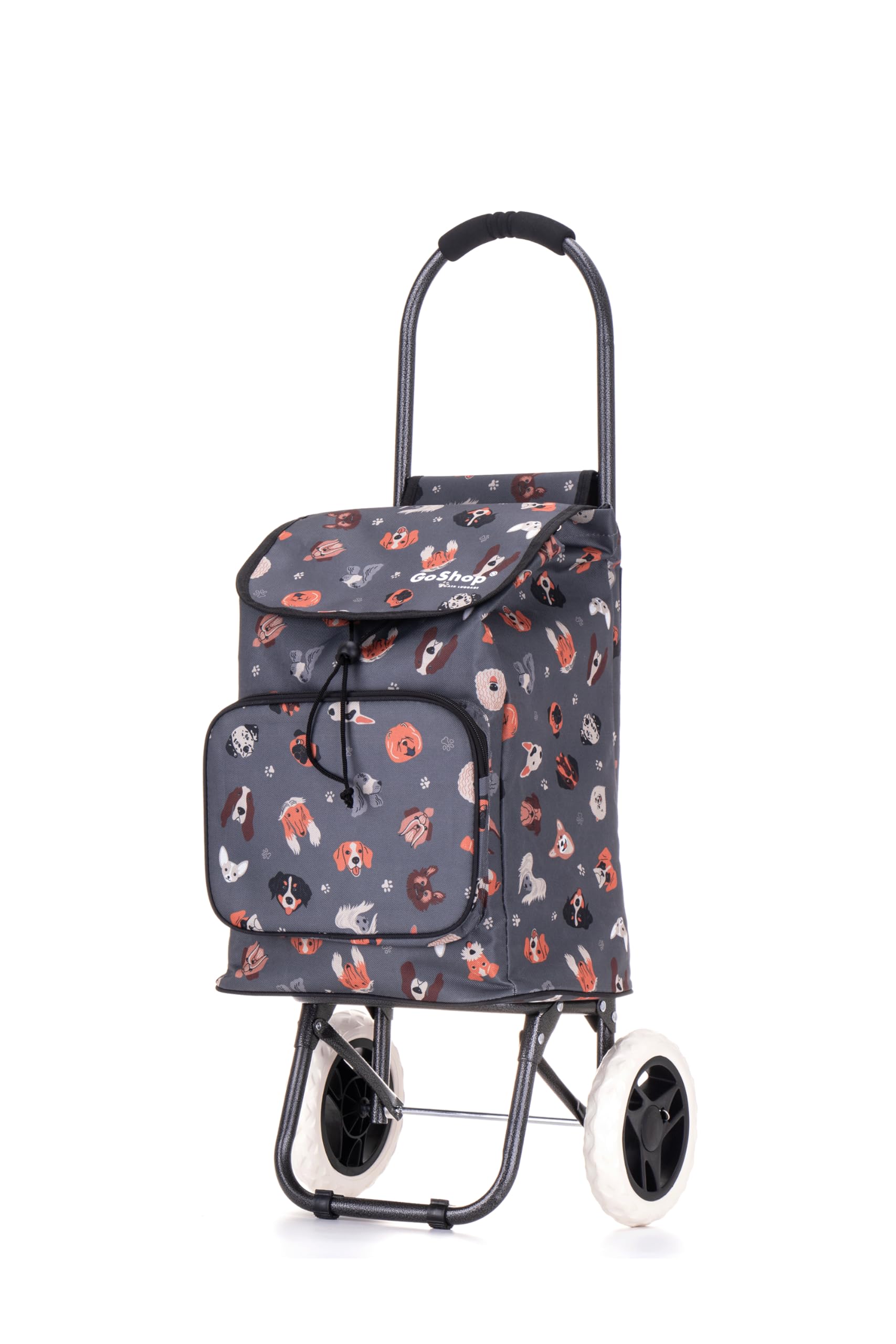 40L Lightweight Shopping Trolley, Hard Wearing & Foldaway Trendy Folding/Collapsible Push/Pull Carts for Easy Storage with 2 Wheels (40L, Dogs)