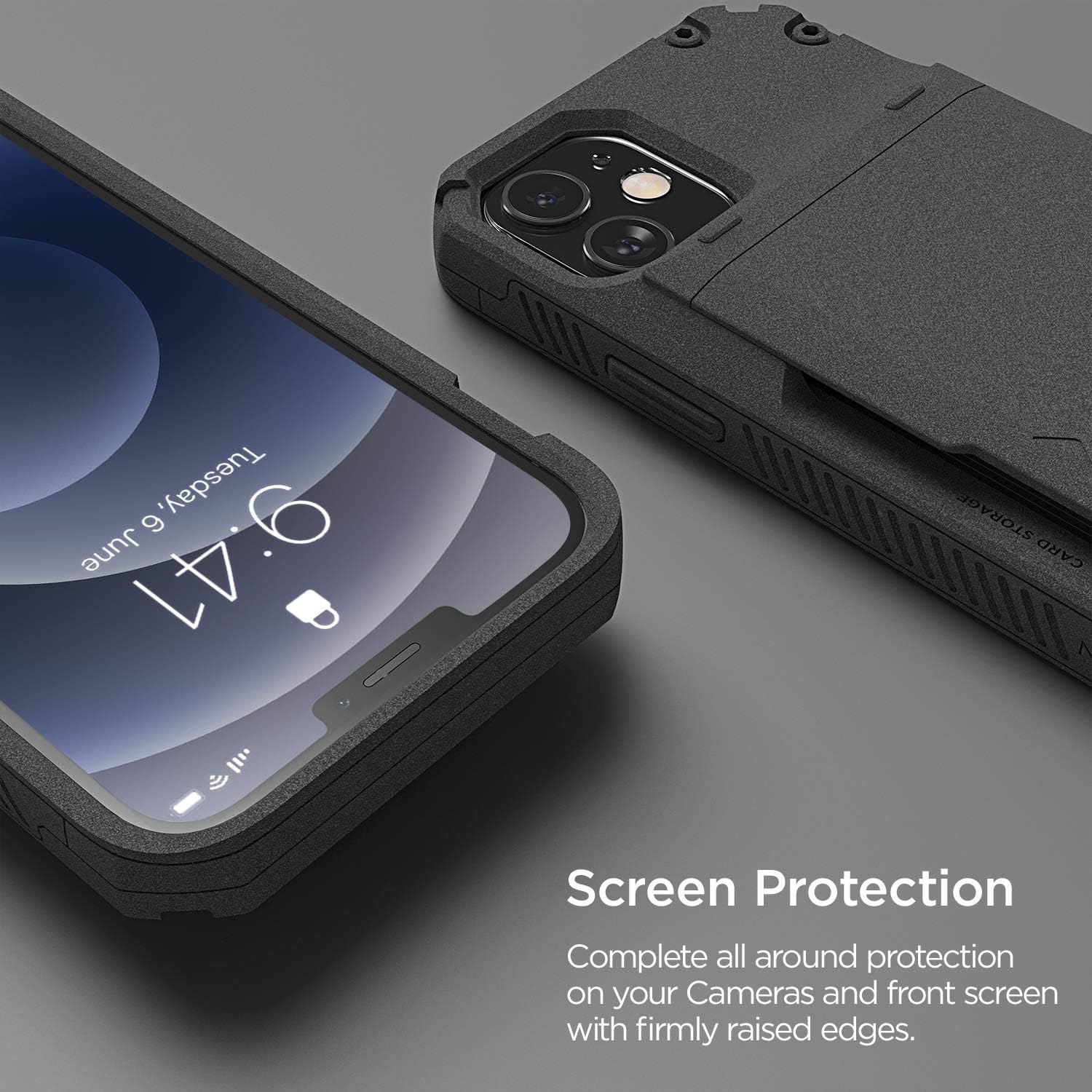 【VRS】 iPhone12 mini 対応 ケース カード 収納 3枚 耐衝撃 スマホケース 衝撃 吸収 背面 スライド 式 カードケース 付き ハード カバー タフ 頑丈 対衝撃 衝撃吸収 カード入れ 付 携帯ケース [ iPhone12 mini アイフォン12mini アイフォン12ミニ 対応 ] Damda Glide Pro サンドストーン